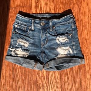 Ripped jean shorts